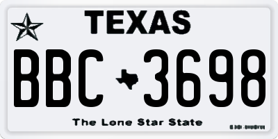 TX license plate BBC3698