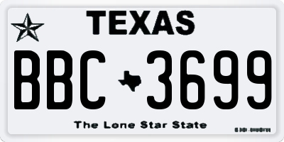 TX license plate BBC3699