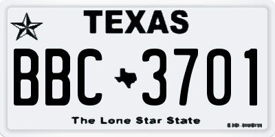 TX license plate BBC3701