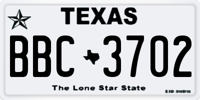 TX license plate BBC3702