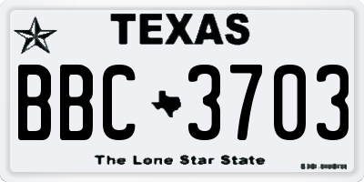 TX license plate BBC3703