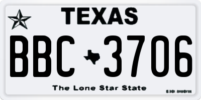 TX license plate BBC3706