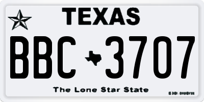 TX license plate BBC3707