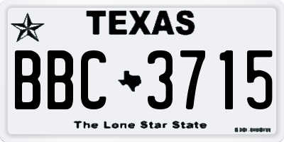 TX license plate BBC3715