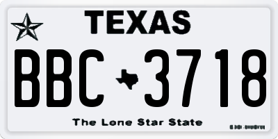 TX license plate BBC3718