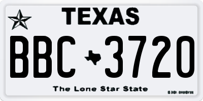 TX license plate BBC3720