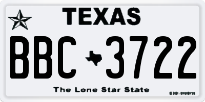 TX license plate BBC3722