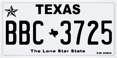 TX license plate BBC3725