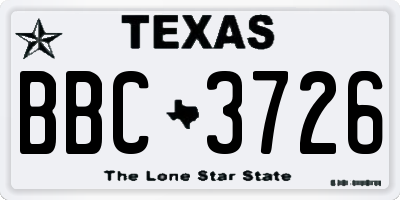 TX license plate BBC3726