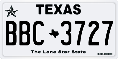 TX license plate BBC3727