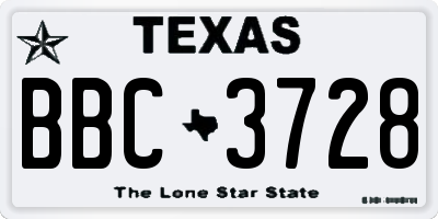 TX license plate BBC3728