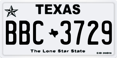 TX license plate BBC3729