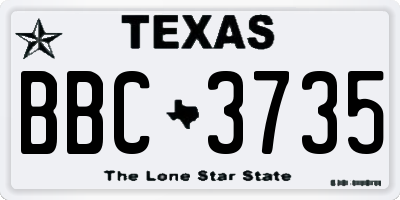 TX license plate BBC3735