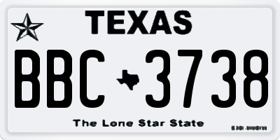 TX license plate BBC3738
