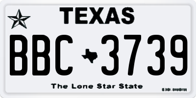 TX license plate BBC3739