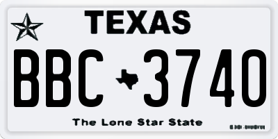 TX license plate BBC3740