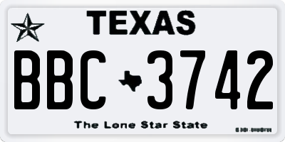 TX license plate BBC3742