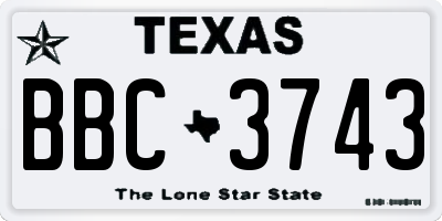 TX license plate BBC3743