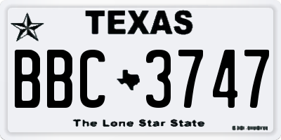 TX license plate BBC3747
