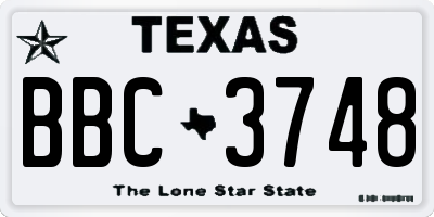 TX license plate BBC3748