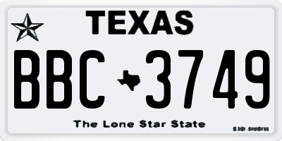 TX license plate BBC3749