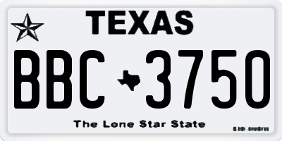 TX license plate BBC3750