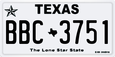 TX license plate BBC3751