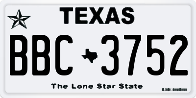 TX license plate BBC3752