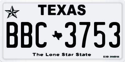 TX license plate BBC3753