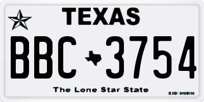 TX license plate BBC3754