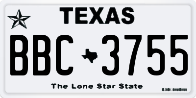 TX license plate BBC3755