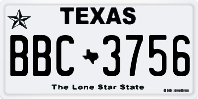 TX license plate BBC3756