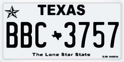 TX license plate BBC3757