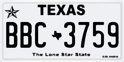 TX license plate BBC3759