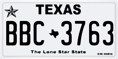 TX license plate BBC3763