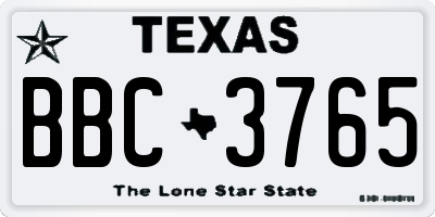 TX license plate BBC3765