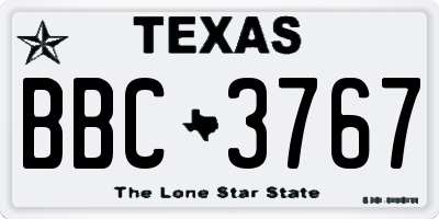 TX license plate BBC3767