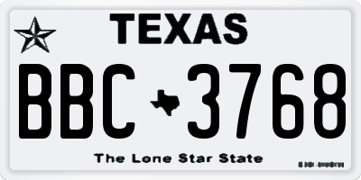 TX license plate BBC3768