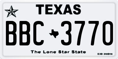 TX license plate BBC3770