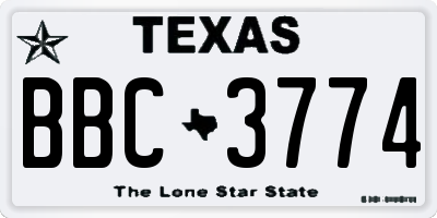 TX license plate BBC3774