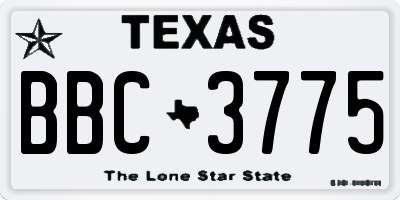 TX license plate BBC3775