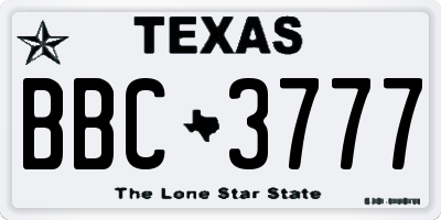 TX license plate BBC3777