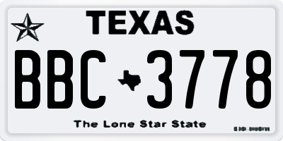 TX license plate BBC3778