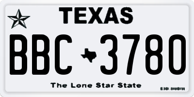 TX license plate BBC3780