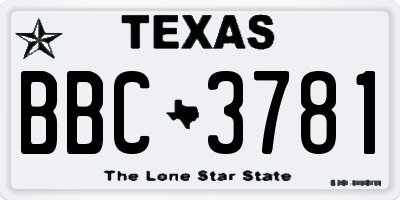 TX license plate BBC3781