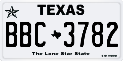TX license plate BBC3782