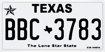 TX license plate BBC3783
