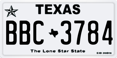 TX license plate BBC3784