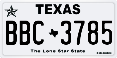 TX license plate BBC3785