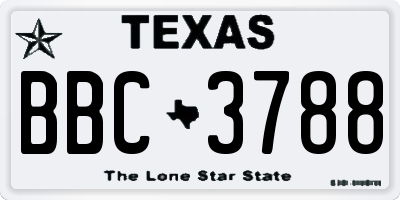 TX license plate BBC3788